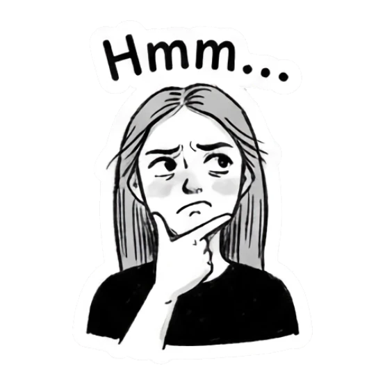 Girl thinking with a hand on her chin Doodle Girl Daily Vibes sticker for expressive chats and social replies.