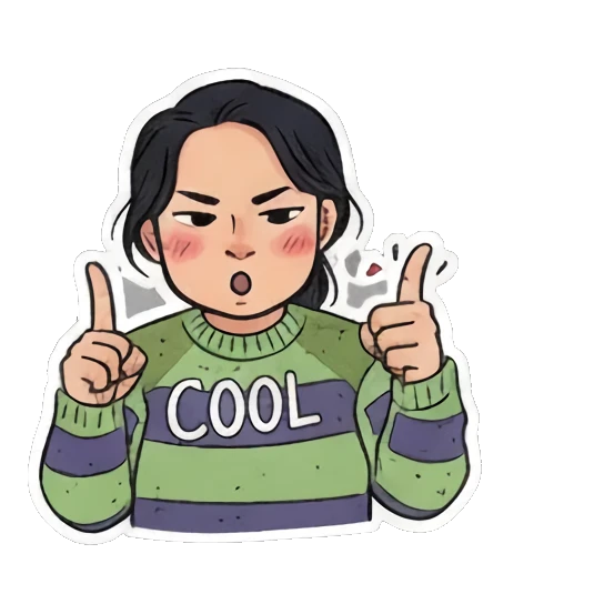 双赞WAIT Doodle Girl's Moods sticker for expressive chats and social replies.