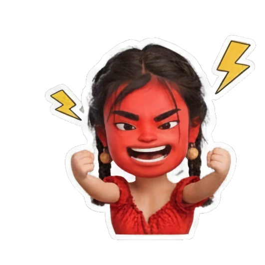 女孩愤怒变脸 Little Red Dress Girl sticker for expressive chats and social replies.