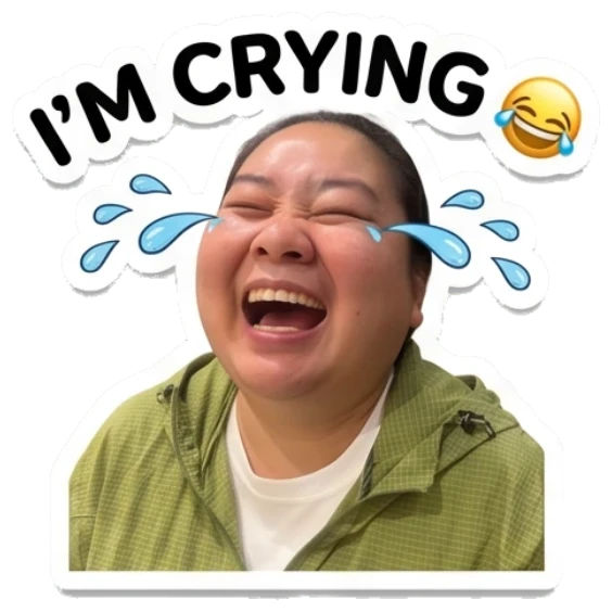 Woman laughing with tears of joy Daily Life of a Friendly Woman sticker for expressive chats and social replies.