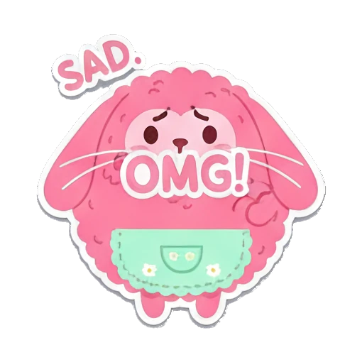 惊讶悲伤OMG Pink Fluffy Buddy sticker for expressive chats and social replies.