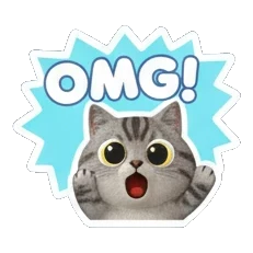 Tabby cat looking shocked with OMG text Tabby Cat Daily Moods sticker for expressive chats and social replies.