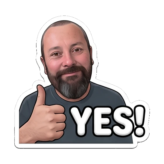 Bearded man giving a thumbs up with a confident smile. Bearded Guy Daily Vibes sticker for expressive chats and social replies.
