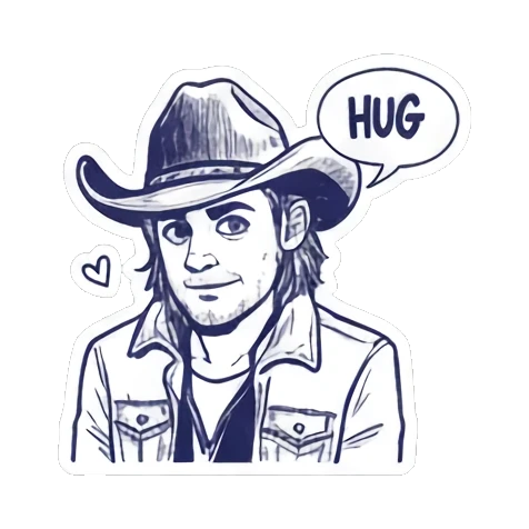 牛仔爱心LOVE表情 Cowboy Expressive Stickers sticker for expressive chats and social replies.