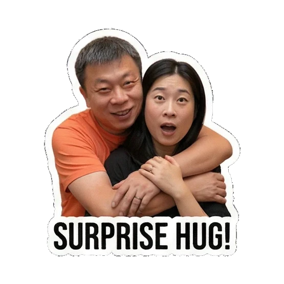 surprise hug from behind Sweet Couple Moments sticker for expressive chats and social replies.