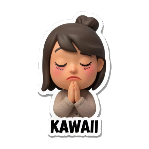 双手合十可爱风 Cute Daily Life Girl sticker for expressive chats and social replies.