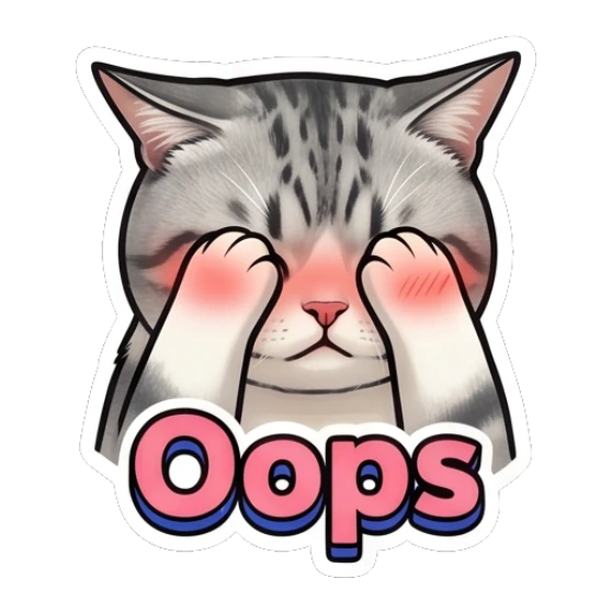 Embarrassed tabby cat covering eyes with text Oops Expressive Tabby Cat sticker for expressive chats and social replies.