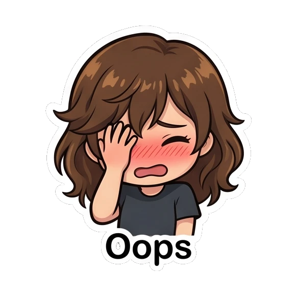 Brown-haired girl covering her face in embarrassment. Brown Hair Chibi Girl Daily Life sticker for expressive chats and social replies.