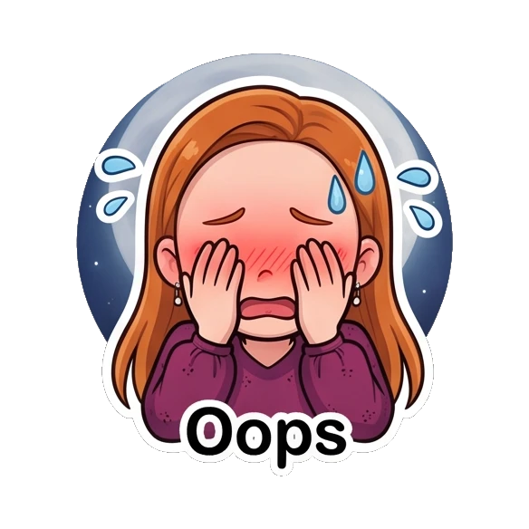 Ginger girl looking embarrassed with hands covering a blushing face Ginger Girl Daily Life sticker for expressive chats and social replies.