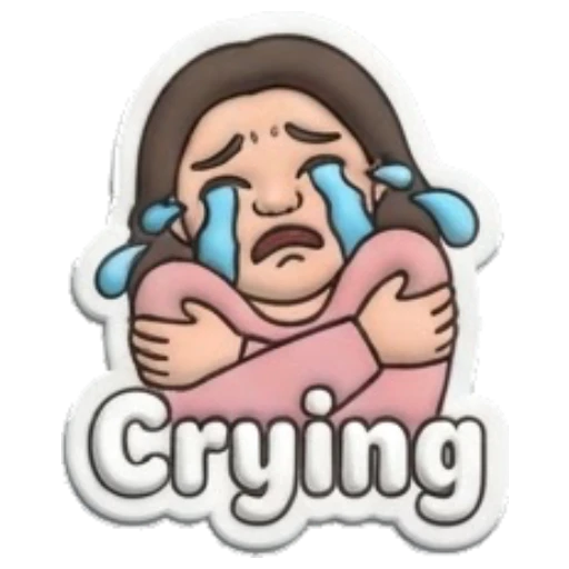 Girl crying with blue tears and hugging herself Puffy Girl Daily Vibes sticker for expressive chats and social replies.