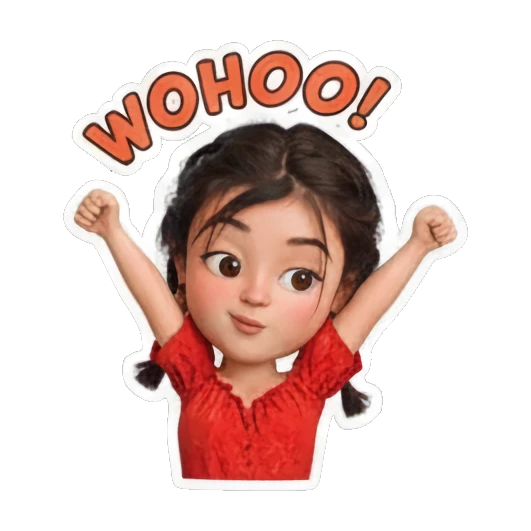 女孩欢呼雀跃 Little Red Dress Girl sticker for expressive chats and social replies.