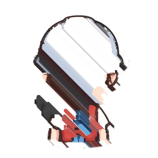 Female worker looking annoyed with frown Hard Hat Heroes sticker for expressive chats and social replies.