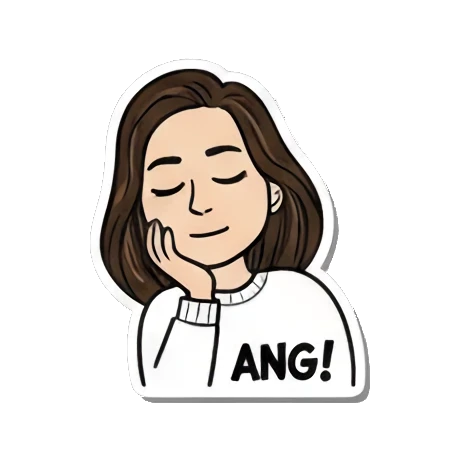 灵感女孩想Ang Cartoon Girl Expressions sticker for expressive chats and social replies.