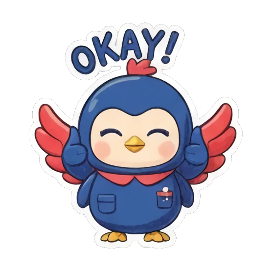 表示OK没问题 Blue Birdie Moods sticker for expressive chats and social replies.