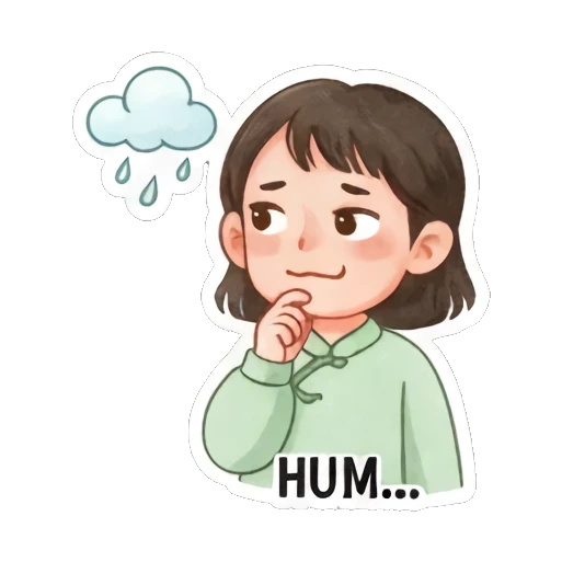 托腮沉思的少女 Zen Girl Daily Life sticker for expressive chats and social replies.