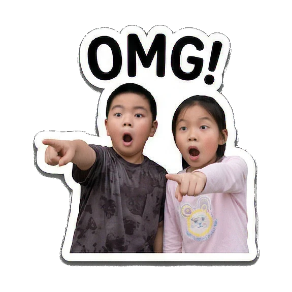 两人惊讶指点前方 Siblings Daily Vibes sticker for expressive chats and social replies.