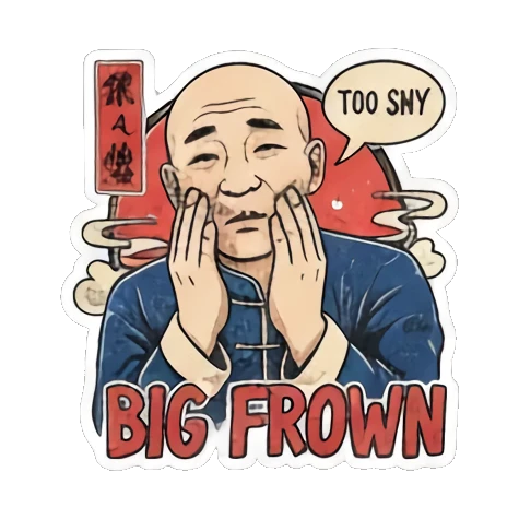 大叔无奈皱眉 Bald Uncle Lunar New Year sticker for expressive chats and social replies.