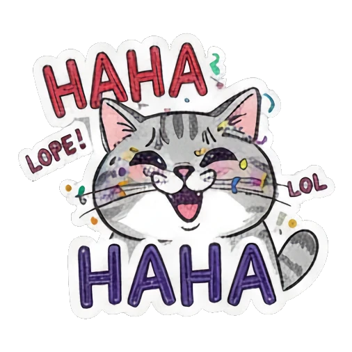 Laughing cat Playful Gray Tabby Diary sticker for expressive chats and social replies.