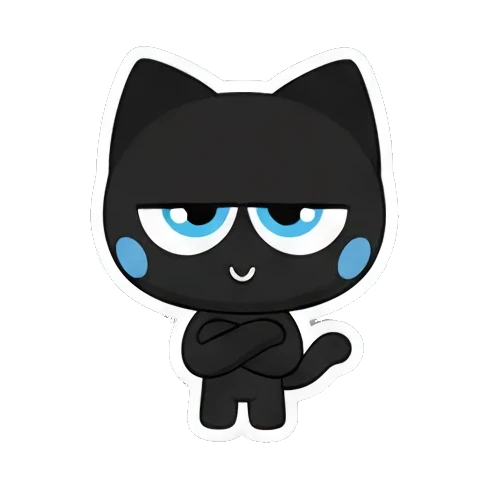 crying blue tears Playful Black Cat Expressions sticker for expressive chats and social replies.