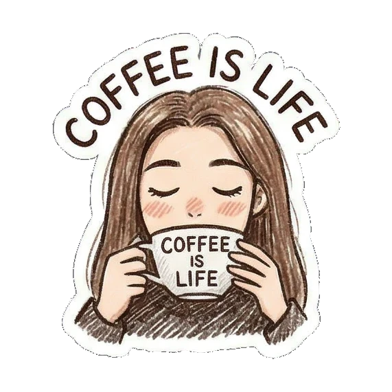 亲吻送爱心 Daily Doodle Girl sticker for expressive chats and social replies.