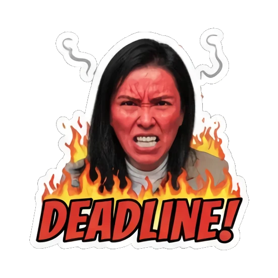 愤怒的截止日期警告 Grumpy Workaholic Life sticker for expressive chats and social replies.