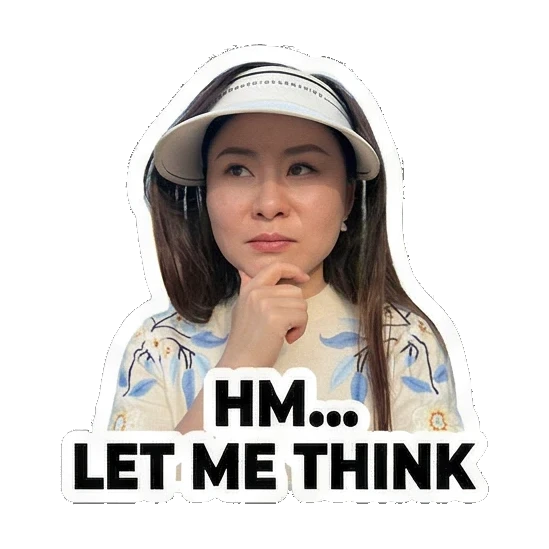 真人女士思考状HM... LET ME THINK Lively Lady's Expressive Moments sticker for expressive chats and social replies.