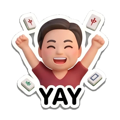 庆祝胜利的麻将玩家 Mahjong Master Daily sticker for expressive chats and social replies.