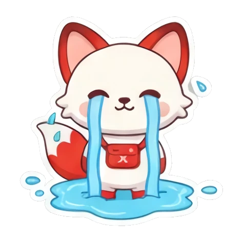 crying puddle fox Cheerful Red Fox Adventures sticker for expressive chats and social replies.