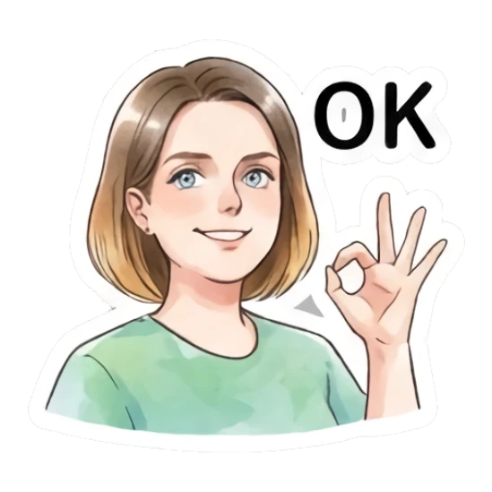 Young woman making an OK hand gesture with a confident smile Modern Girl Expressions sticker for expressive chats and social replies.