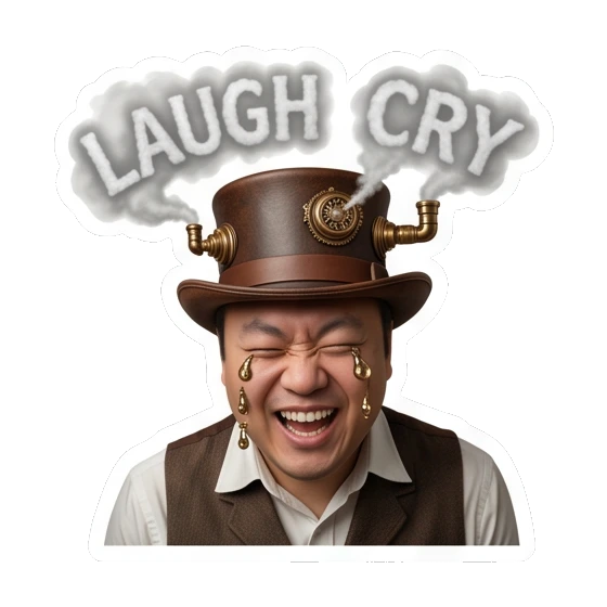 laughing and crying Steampunk Gentleman Adventures sticker for expressive chats and social replies.