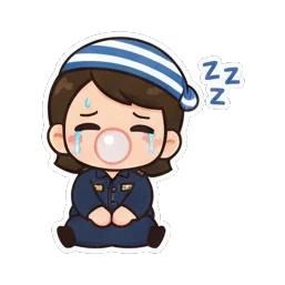 警官开心吃包子。 Little Officer's Daily Express sticker for expressive chats and social replies.