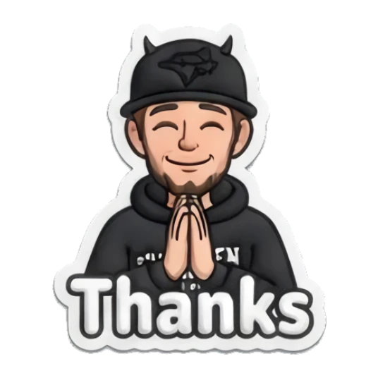 Guy praying with text Thanks Cool Guy Daily Vibes sticker for expressive chats and social replies.