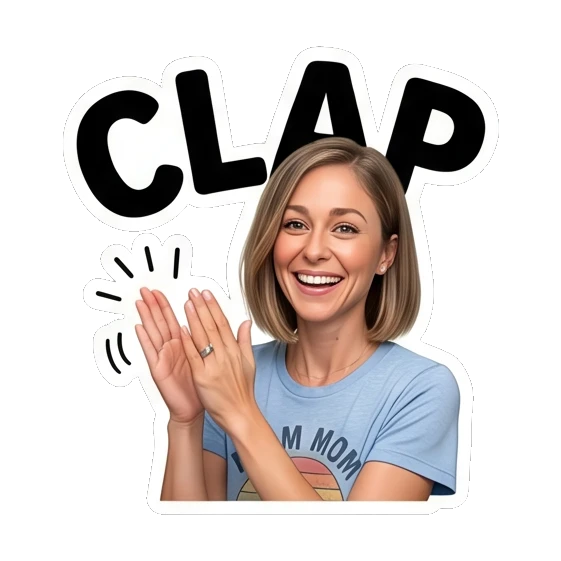 Mom clapping hands with a happy expression. Mally Mom Daily Life sticker for expressive chats and social replies.
