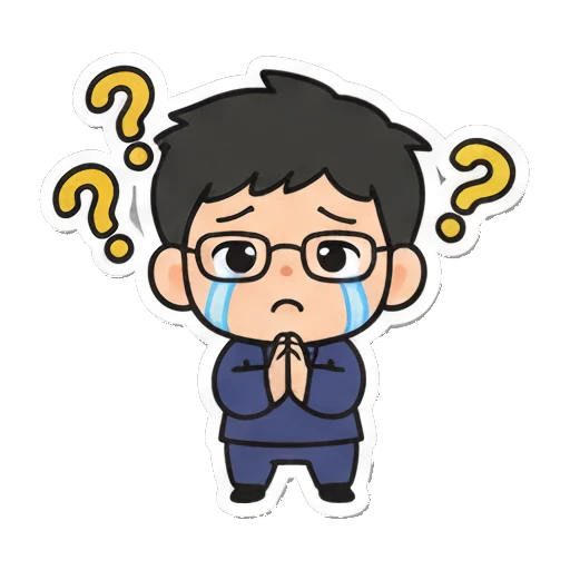 Boy with glasses looking confused and praying Cheerful Glasses Boy Daily sticker for expressive chats and social replies.
