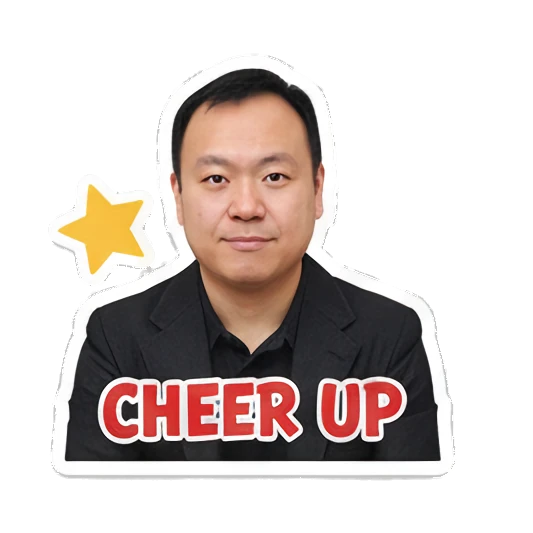 Professional man looking neutral with CHEER UP text and stars Professional Office Man Daily sticker for expressive chats and social replies.