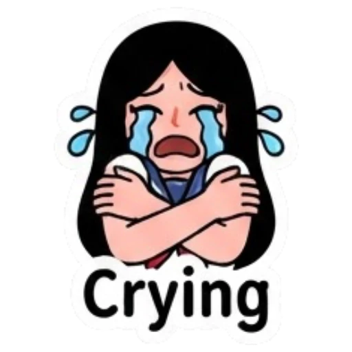Crying schoolgirl with arms crossed and tears streaming Yandere Schoolgirl Vibes sticker for expressive chats and social replies.