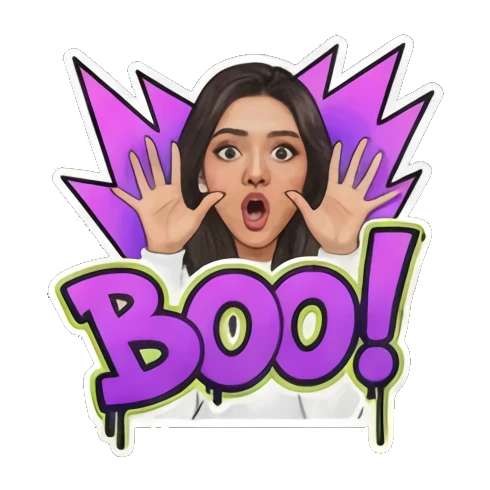 惊吓尖叫Boo! Graffiti Girl Vibes sticker for expressive chats and social replies.