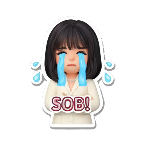 Girl crying with blue tears and text SOB Office Chic Girl Daily sticker for expressive chats and social replies.