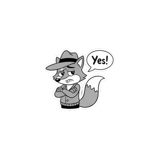 Detective fox looking skeptical with a confused expression Vintage Detective Fox sticker for expressive chats and social replies.