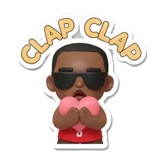 Basketball player wearing sunglasses holding a heart saying CLAP CLAP. Basketball Star Daily Life sticker for expressive chats and social replies.