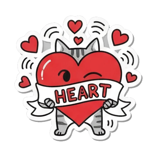 cat hugging a large heart Playful Tabby Cat Daily sticker for expressive chats and social replies.