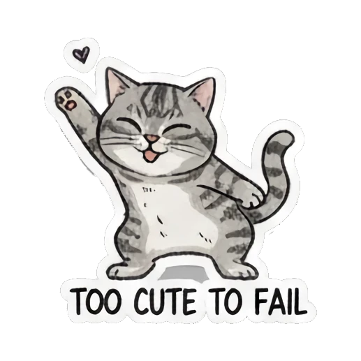 happy cat with hearts Dancing Tabby Vibes sticker for expressive chats and social replies.