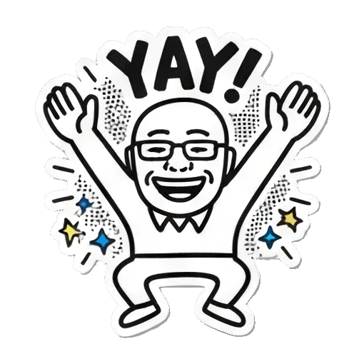 大叔张开双臂欢呼 Keith Haring Style Office Guy sticker for expressive chats and social replies.