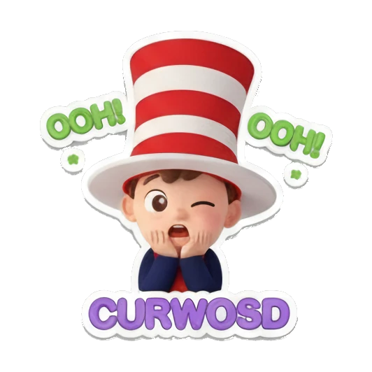 Boy peeking from curtain Whimsical Hat Boy Adventures sticker for expressive chats and social replies.