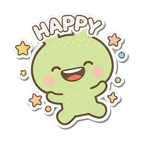 Happy bunny jumping with stars Minty Bunny Moods sticker for expressive chats and social replies.