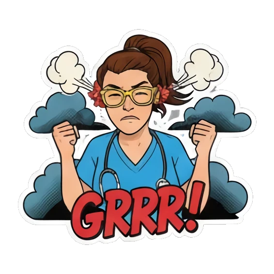 护士愤怒咆哮GRRR! Nurse Life Vibes sticker for expressive chats and social replies.