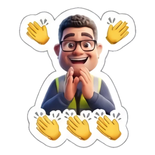 Worker clapping hands enthusiastically with applause. Busy Worker Life sticker for expressive chats and social replies.