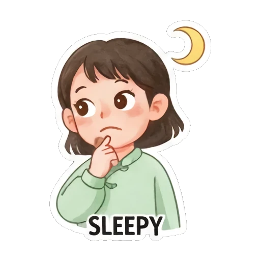 困倦打哈欠的模样 Zen Girl Daily Life sticker for expressive chats and social replies.