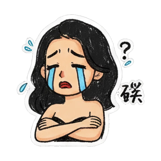 Girl crying with arms crossed and blue tears Charming Girl Daily Doodles sticker for expressive chats and social replies.