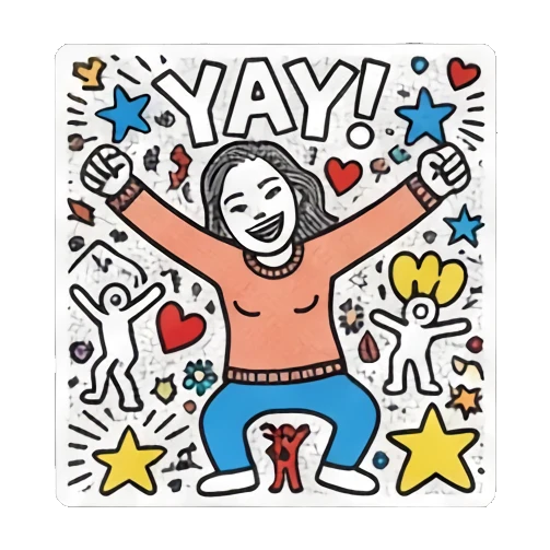女孩欢呼雀跃 Pop Art Girl Daily Vibes sticker for expressive chats and social replies.